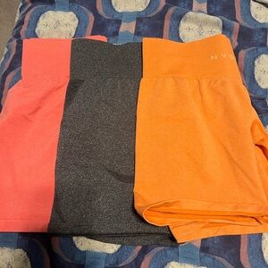 NVGTN shorts bundle- 3 pairs orange, pink, dark grey